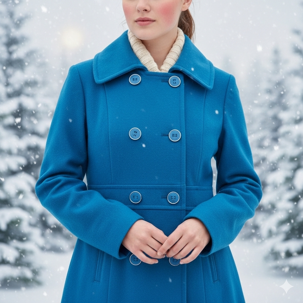 Kenneth Cole Reaction Women's Blue Wool Blend Peacoat Size M